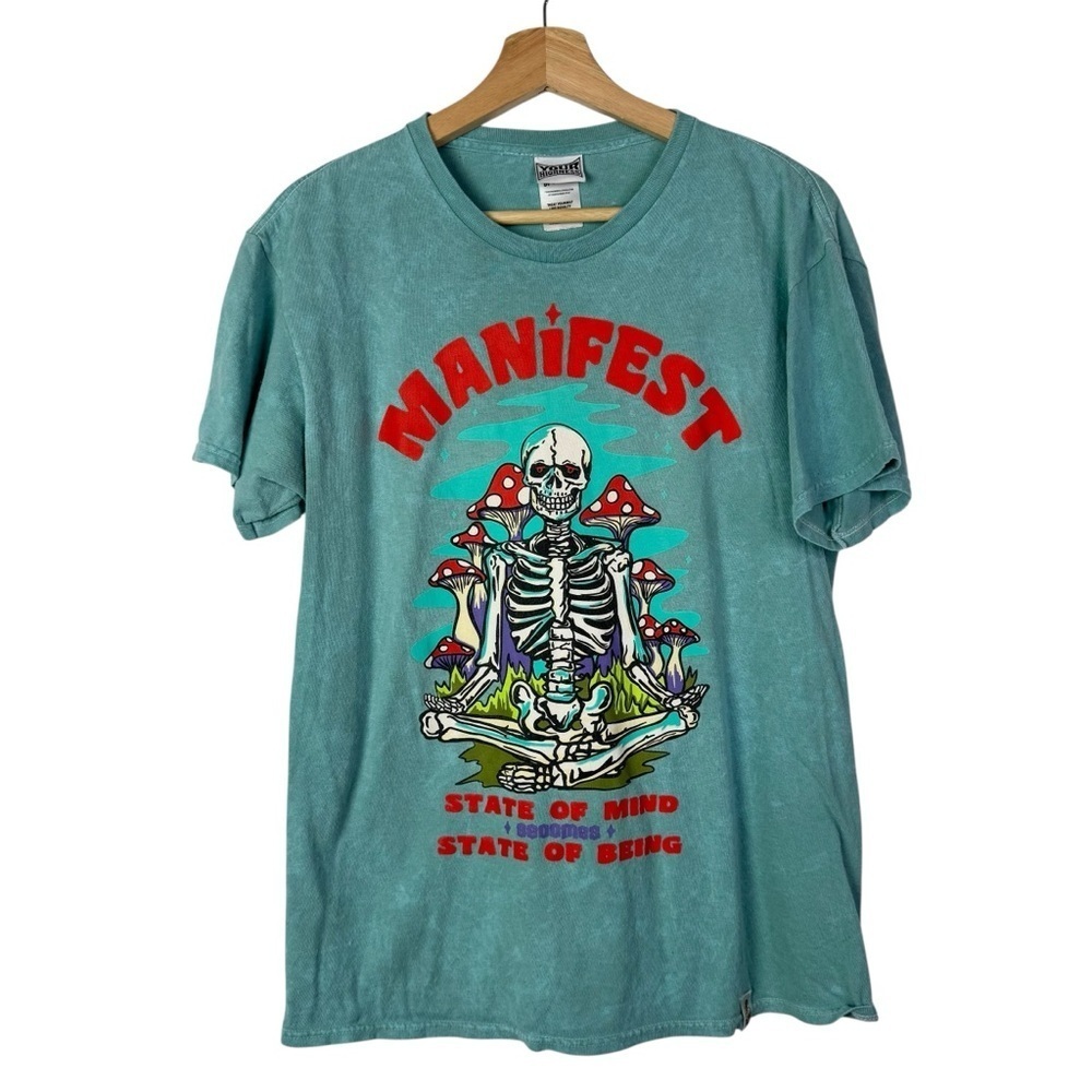 Zumiez Your Highness Manifest Blue Washed Skeleton Short Sleeve T-Shirt M‎